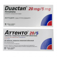 Купить Аттенто :: Дуактан (название в Европе) табл. 20 / 5 мг №28 в Москве
