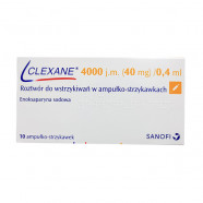 Купить Клексан 0.4 4000 анти-Ха МЕ/0,4мл р-р для инъекций №10 в Москве