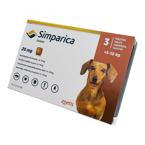 Купить Симпарика для собак 20мг 5-10кг ГЕРМАНИЯ! табл. для перорал. пр. N3 в Москве в Москве