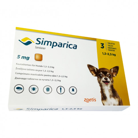 Купить Симпарика табл. для пер. пр. для собак 5мг 1,3-2,5кг ГЕРМАНИЯ! N3 в Москве в Москве