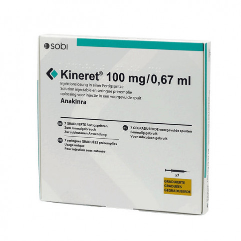 Купить Кинерет (Анакинра) р-р для ин. 100мг (150мг/мл) 0.67мл №7 в Москве в Москве