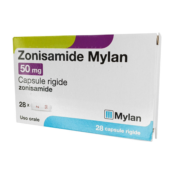 Фото препарата Зонисамид 50 мг капсулы Mylan Италия №28