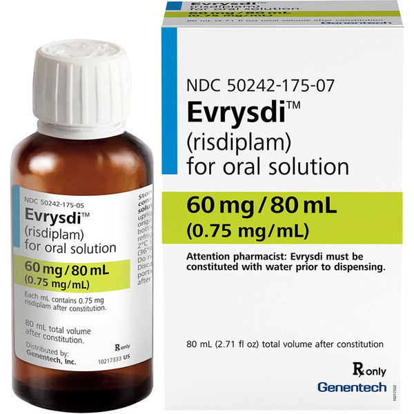 Фото препарата Рисдиплам (Эврисди) :: Risdiplam Evrysdi пор. для приг. р-ра для ор. прим. 60мг/80мл 0,75мг/мл