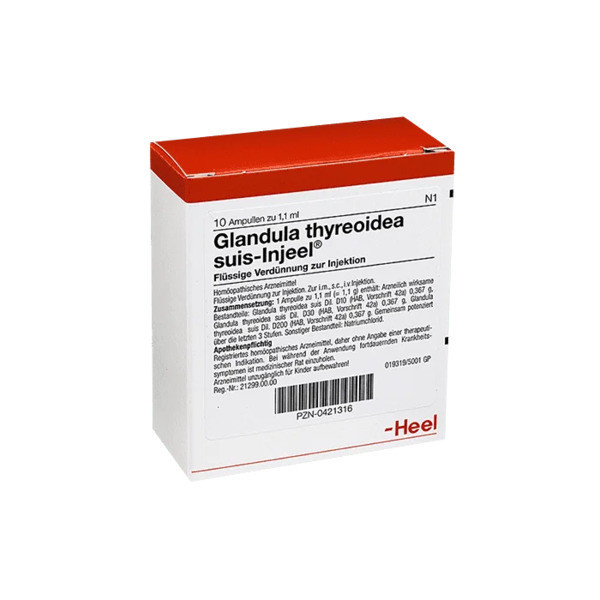 Фото препарата Тиреоидеа гландула (Гландула Тиреоидеа) суис инъель Heel 1,1мл р-р для инъекций №10